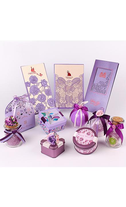 【成都结婚喜糖盒】紫色喜糖盒套装（购喜糖,送糖盒,免费装盒）