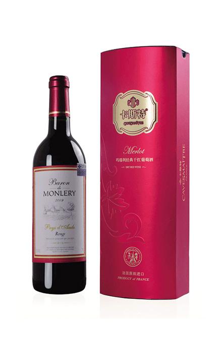 法国原装进口红酒 卡斯特玛瑞利经典干红葡萄酒 环保礼盒装750ml 